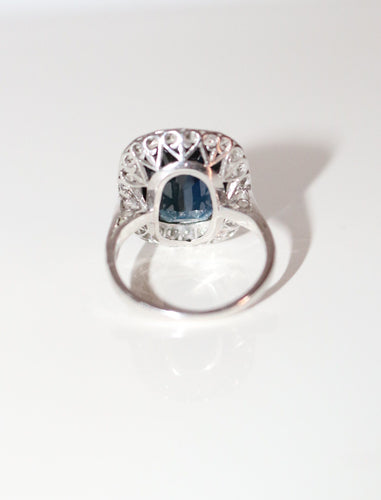 Bague 53 Bague Art Déco Saphir Diamants Platine 58 Facettes 565