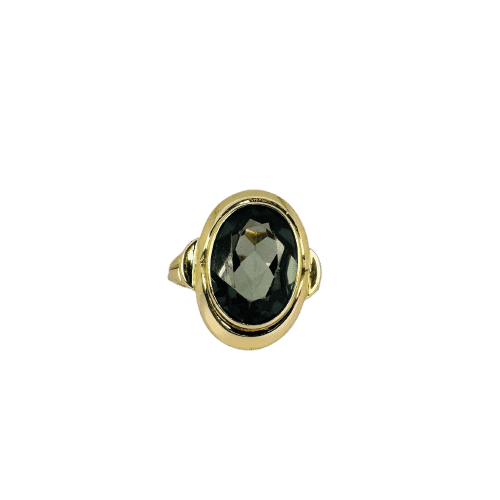 Bague 58 Bague solitaire en or jaune, tourmaline verte ovale à facettes de 8 carats 58 Facettes 2511006