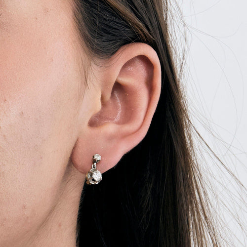 Boucles d'oreilles Boucles d'oreilles dormeuses en or jaune et or blanc, diamants 58 Facettes GU200