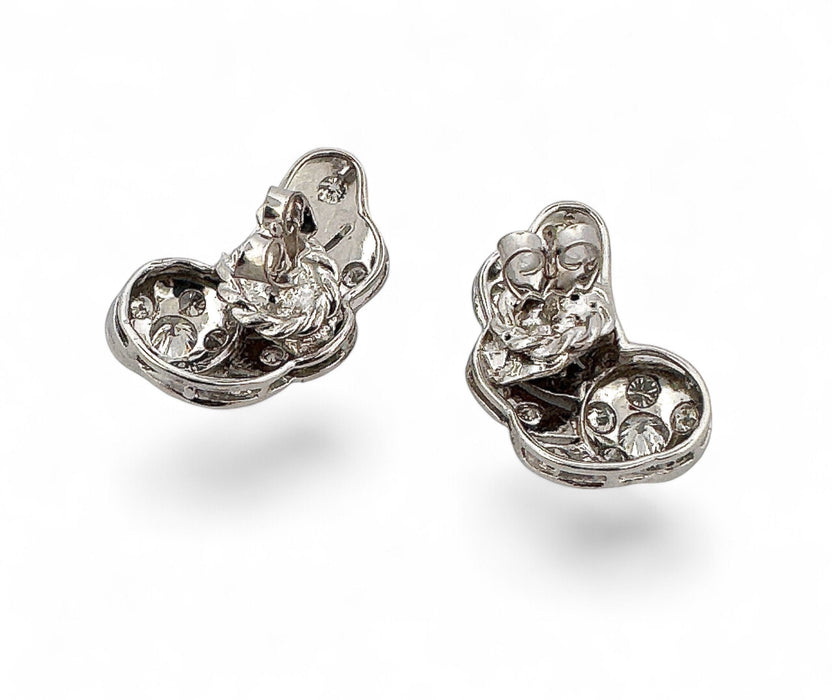 Boucles d'oreilles Boucles d’oreilles ancienne en or blanc, argent et platine 58 Facettes