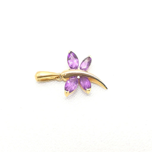 Pendant Dragonfly pendant yellow gold amethyst 58 Facettes