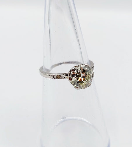 Bague 48 Bague solitaire art déco, platine et diamants 58 Facettes A05538