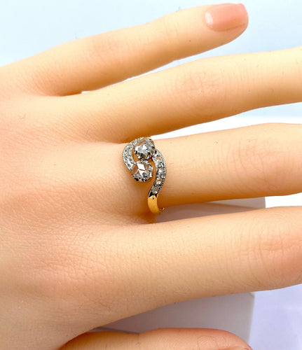 Bague 51 Bague toi et moi or et diamants, vers 1900 58 Facettes AB384