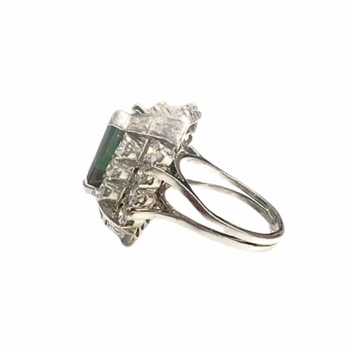 Bague 54 Bague en or avec diamants et tourmaline verte 58 Facettes Q107B (946)