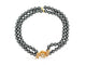 Collier collier double rangs perles hematites noires or jaune 18k & diamants 0.67ct 58 Facettes 272071