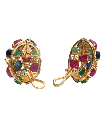 Boucles d'oreilles Boucles d'oreilles Précieux Cabochons Or jaune 18K Rubis Saphir Émeraude Diamant 58 Facettes BO220432/PRECIEUXCABOCHONS/PHOTO