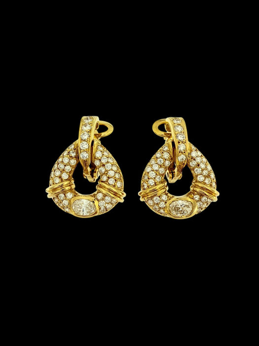 Boucles d'oreilles or jaune avec diamants naturels de 2,50 carats certifiés HRD