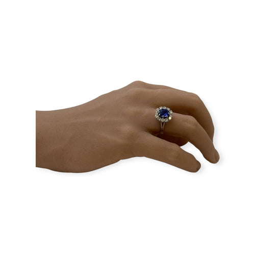 Bague 50 Bague platine sertie d’un saphir de Ceylan non chauffé de 1.82 cts et diamants 58 Facettes 330079802