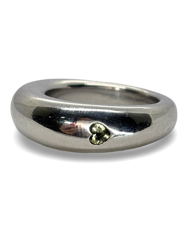 Bague 53 Chaumet - Bague Jonc or blanc et saphir vert 58 Facettes 900