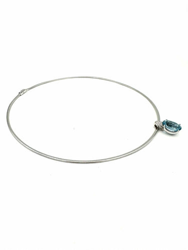 STERN. Collier or blanc 18K, aigue-marine et diamants
