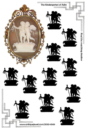 Pendentif Broche/pendentif camée victorien avec médaillon représentant Cupidon et Bacchus foulant des raisins, automne d'après Thorvaldsen 58 Facettes 21130-0149