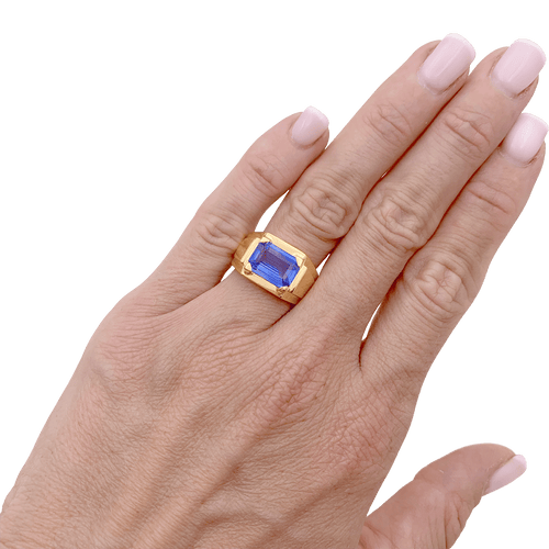 Bague 52 Bague or jaune et saphir ceylan 2,79 cts. 58 Facettes 34689