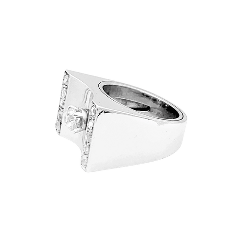 Bague 47 Bague "Tank", or rhodié, platine, diamants. 58 Facettes 34469