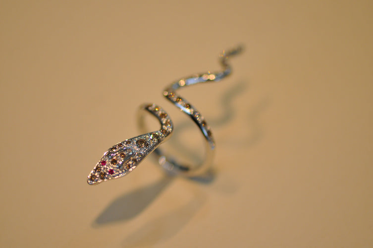 Bague 52.5 bague grand serpent en or blanc avec diamants naturels 58 Facettes