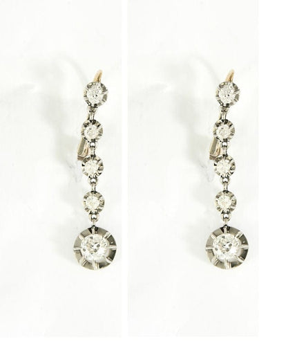 Boucles d'oreilles Anciennes boucles d'oreilles dormeuses or et diamants 58 Facettes