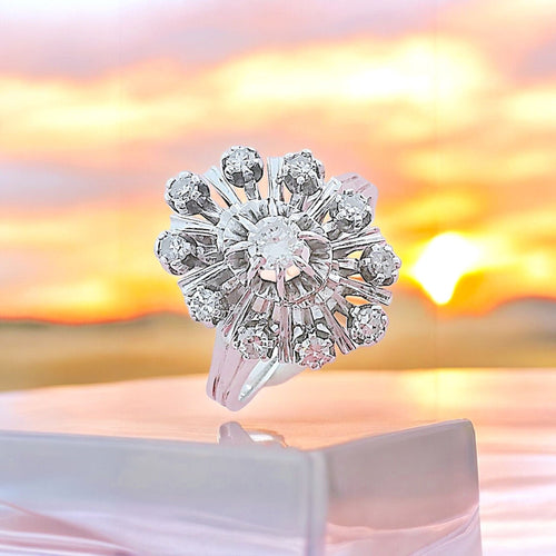 Bague 58 Bague Vintage Diamants Or gris 58 Facettes AA 1691