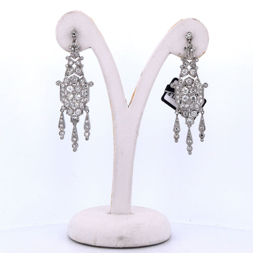 Boucles d'oreilles Boucles d'oreilles Art déco en platine avec diamants 58 Facettes