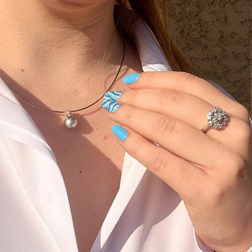 Collier Collier cable Oméga Perle de Tahiti et Diamants - Réversible Or jaune ou Or blanc 18 K 58 Facettes AA 1698