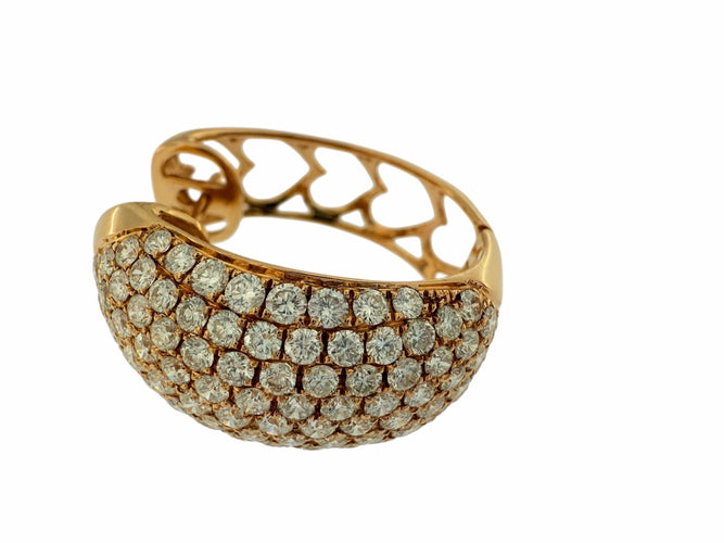 Boucles d'oreilles Créoles or rose avec diamants naturels 58 Facettes