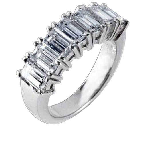 Bague 52.5 Bague en or blanc 7 diamants, diamants naturels, taille émeraude 2, 83 ct 58 Facettes AG-200935