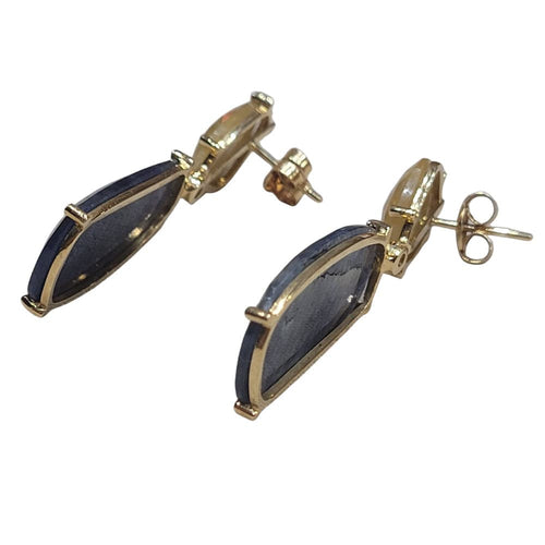 Boucles d'oreilles Boucles d'oreilles en saphir bleu et jaune serties de diamants 58 Facettes T525