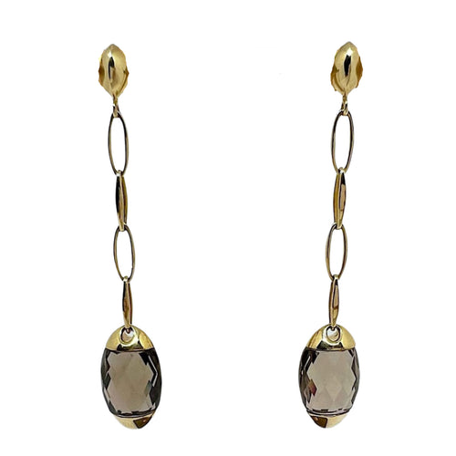Boucles d'oreilles CHIMENTO - Boucles d'oreilles or jaune quartz fumé 58 Facettes AA 1708