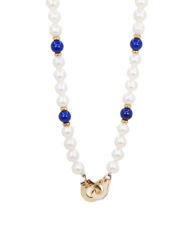 Collier DINH VAN Collier menottes R10 perles  & lapis lazuli 58 Facettes 1204.7