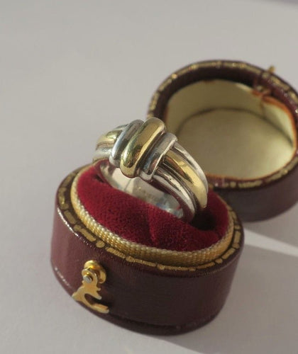 Christofle - Bague jonc vintage godrons en or 18k et argent 58 Facettes