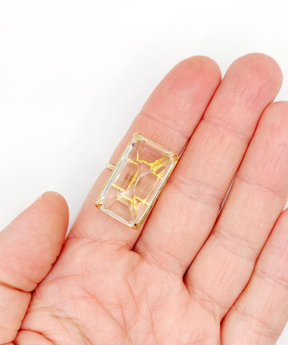 Bague cocktail vintage en or 18k et pierre jaune