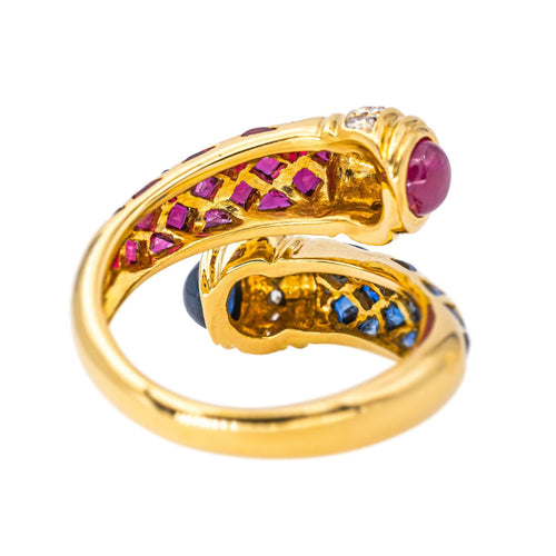 Bague 53 Bague  Toi et moi  Or jaune Saphir, Rubis, Diamant 58 Facettes 4442222RV