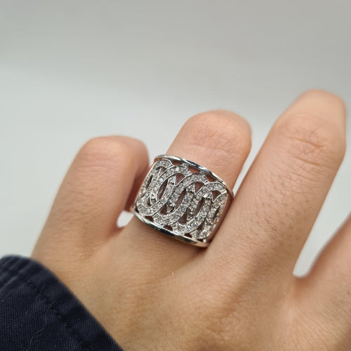 Bague 53.5 Bague or blanc sertie de diamants naturels 58 Facettes