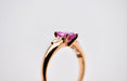 Bague 53 Bague en or rose avec saphir rose et deux diamants 58 Facettes