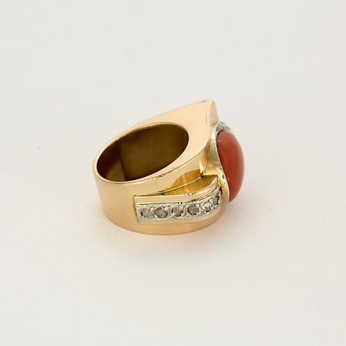 Bague 47 Bague Or jaune 18k (750 millièmes) et Platine Coral 58 Facettes FOU1198