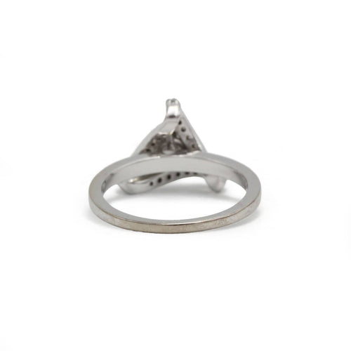 Bague 52 Solitaire Accompagné Triangle - Or blanc & Diamants 58 Facettes 250469R