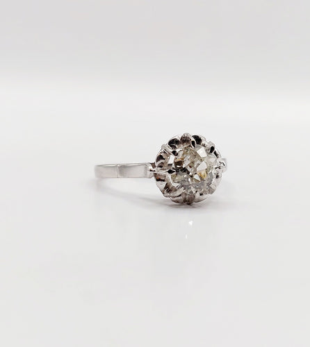 Bague 52.5 Bague solitaire Art déco en platine et diamant taille ancienne 0,80 carat 58 Facettes A06282