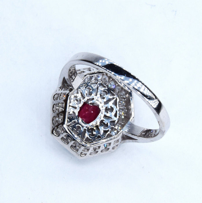 Bague Art Déco rubis diamant