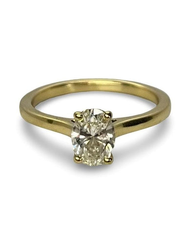 Bague 50 Solitaire or jaune et diamant ovale 0,70 ct 58 Facettes 77601
