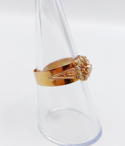 Bague 54.5 Bague marguerite antique en or rose 18k ornée de perles 58 Facettes A06486