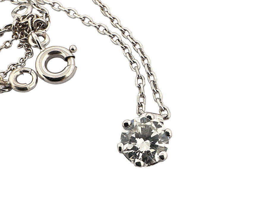 Collier Collier solitaire diamant or blanc 58 Facettes