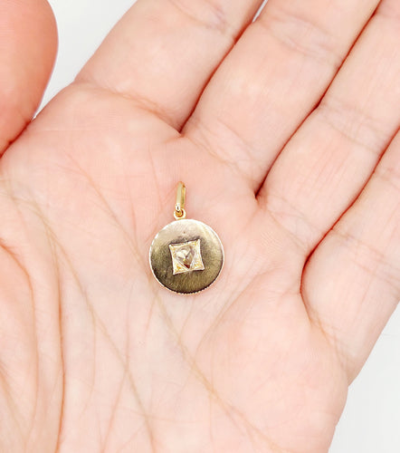 Pendentif Pendentif cible Art Déco or rose diamant taille rose 5mm (circa 1900) 58 Facettes A06029