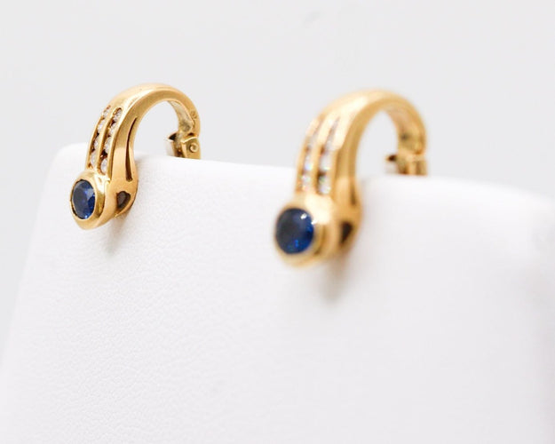 Boucles d'oreilles Boucles d'oreilles clips or - saphir et diamants 58 Facettes 240431