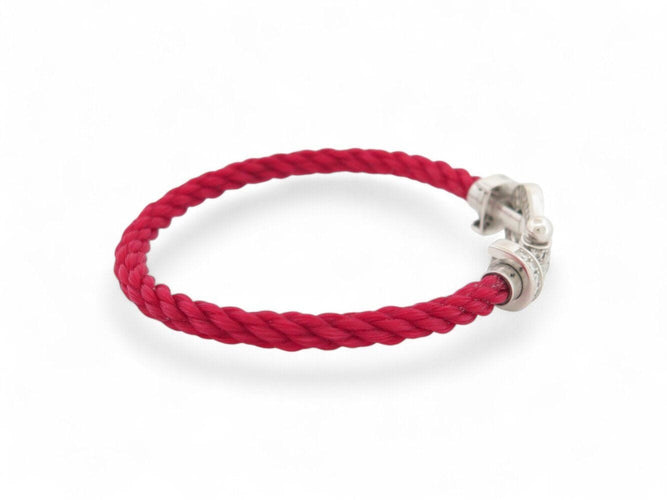 Bracelet bracelet FRED force 10 gm ob0050 t15 or blanc 18k diamants 0.9ct 2 cables 58 Facettes 269619