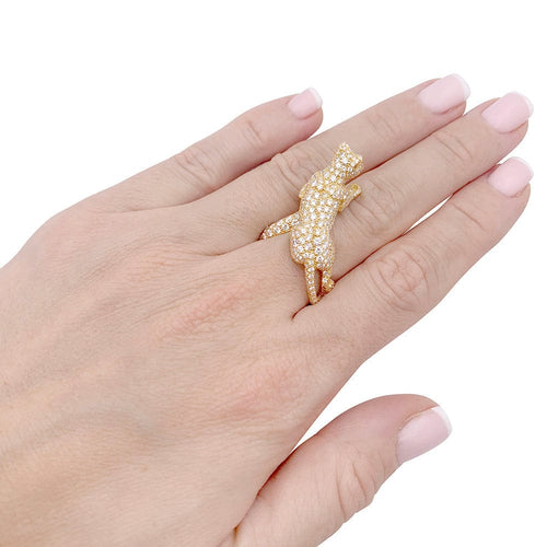 Bague 52 Bague Haute Joaillerie Cartier, "Panthère de Cartier", or jaune, diamants. 58 Facettes 33534