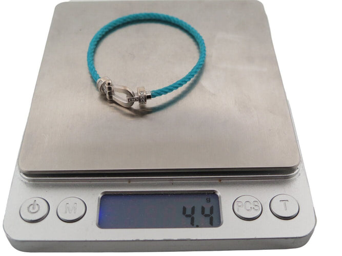 Bracelet bracelet FRED force 10 moyen 0b0077 t15 or blanc 18k 34 diamants 2 cables 58 Facettes 269620