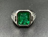 Ring 49 Vintage Emerald Ring, Diamonds, White Gold 58 Facettes