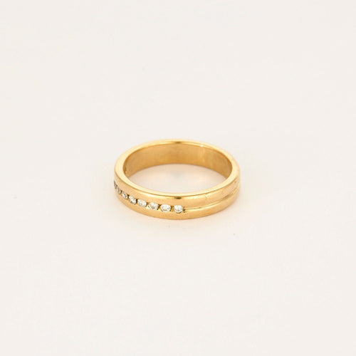 Bague 59 Alliance or jaune et diamants 58 Facettes LP1150