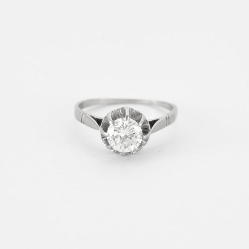 Solitaire or blanc et diamant