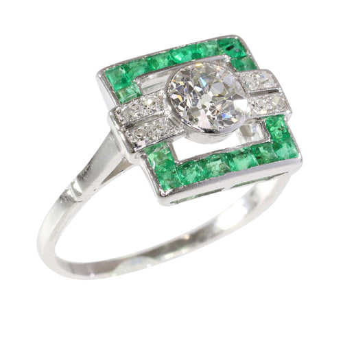 Bague 56 Histoire d'amour des années 1920 : bague de fiançailles Art déco 58 Facettes 17248-0031