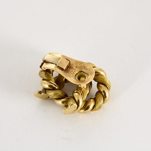 HERMES - GEORGES LENFANT- Rare Paire de boucles d'oreilles en or jaune tressé.