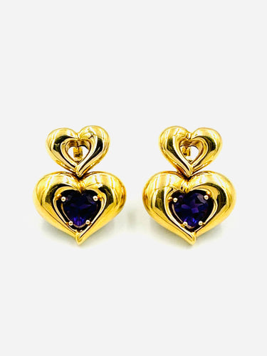 Boucles d'oreilles VAN CLEEF & ARPELS. Boucles d’oreilles or jaune et améthystes 58 Facettes